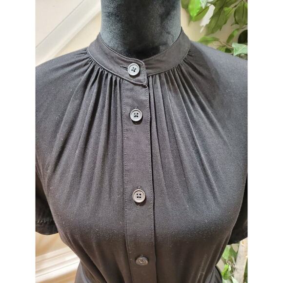 H&M Women's Solid Black 100% Viscose Half Sleeve Knee Length Dress Size Small - Picture 5 of 12